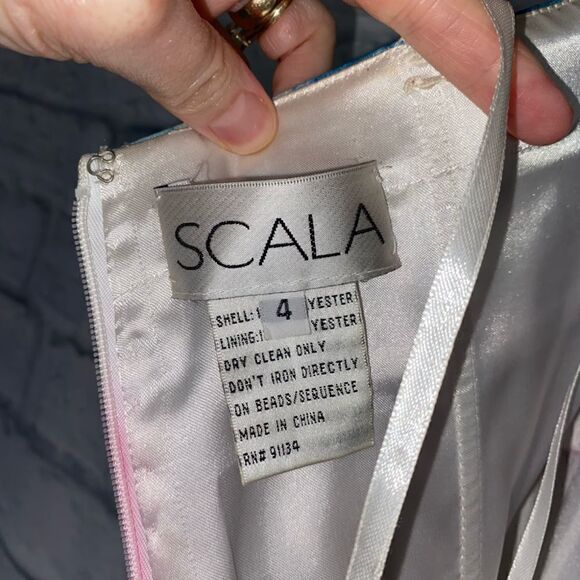 Scala strapless brush print multicolor maxi dress sz 4 - Picture 11 of 16